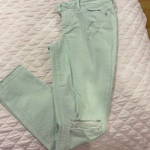 Mint green jeans great condition ripped knee